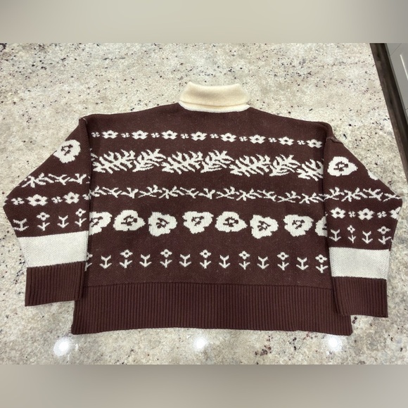 Free People Brown Fair Isle Button Cardigan Sweater – Size M - Picture 2 of 5